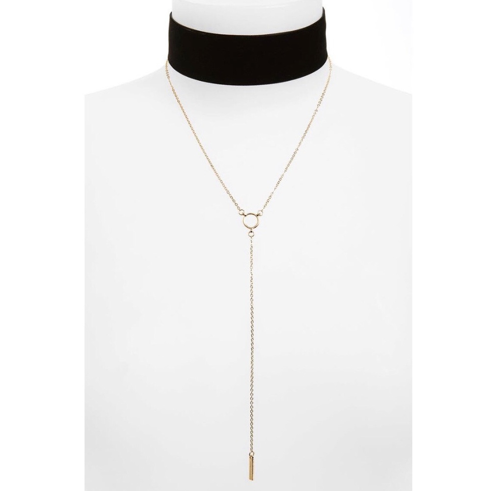 Velvet Choker & Lariat Necklace